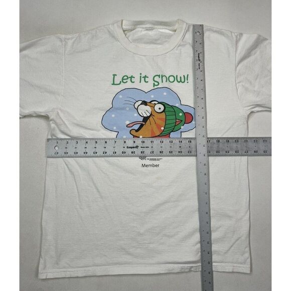 VINTAGE The Humane Society Let It Snow Cat Graphic T-shirt Men Adult Large White - Picture 6 of 6